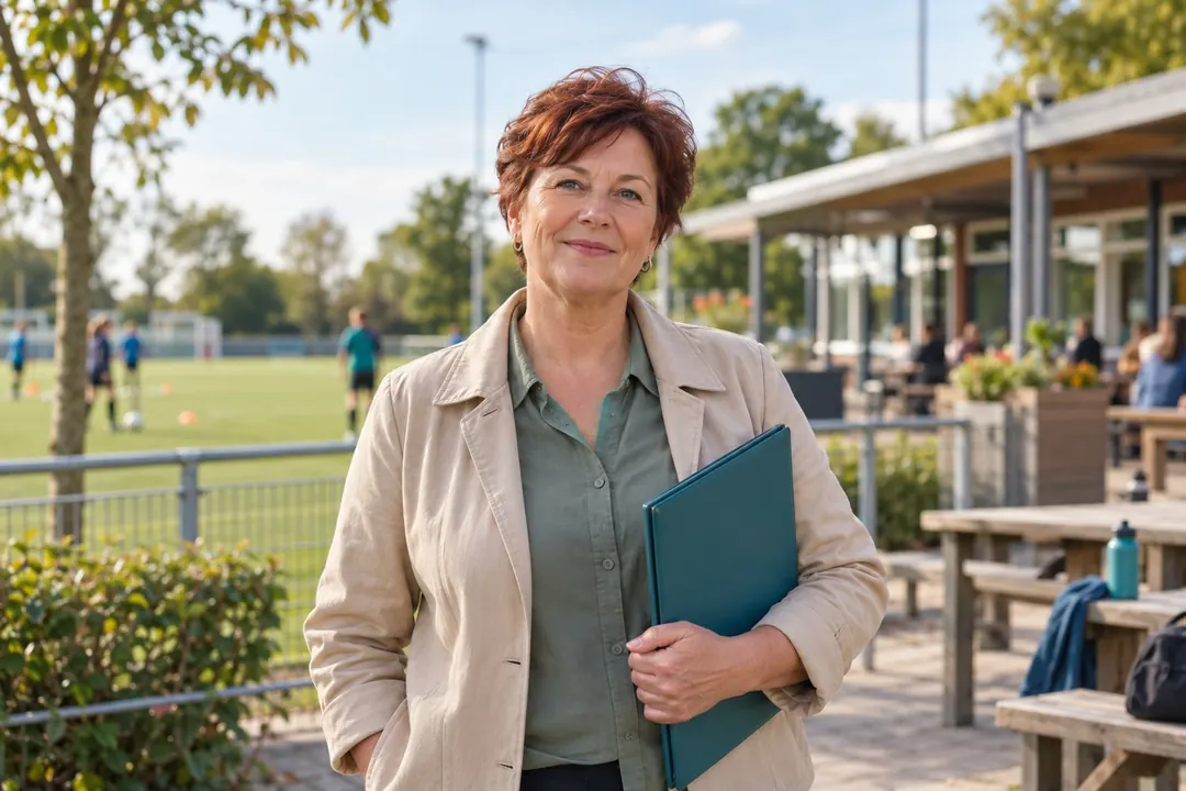 Bestuurder met een map op het sportpark