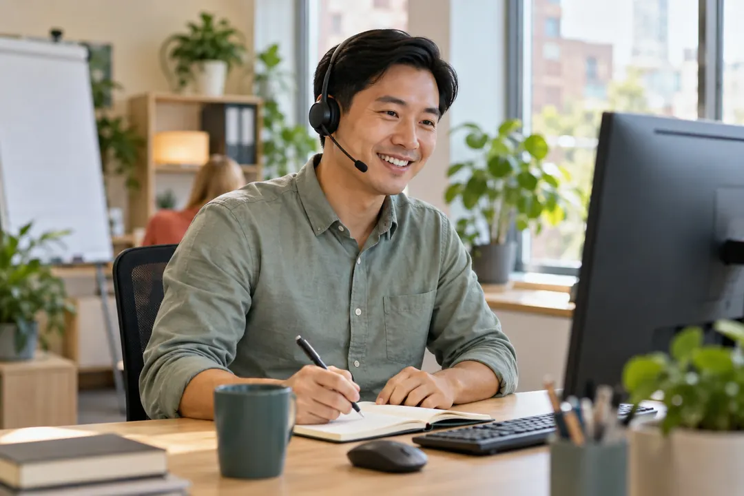 Adviseur van VVSW beantwoordt een vraag aan de telefoon